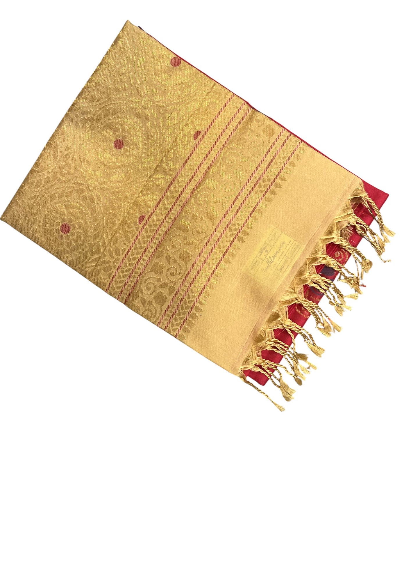 Southloom Pure Handloom Kanchipuram Silk Saree with Butta Work (Beige & Peach)