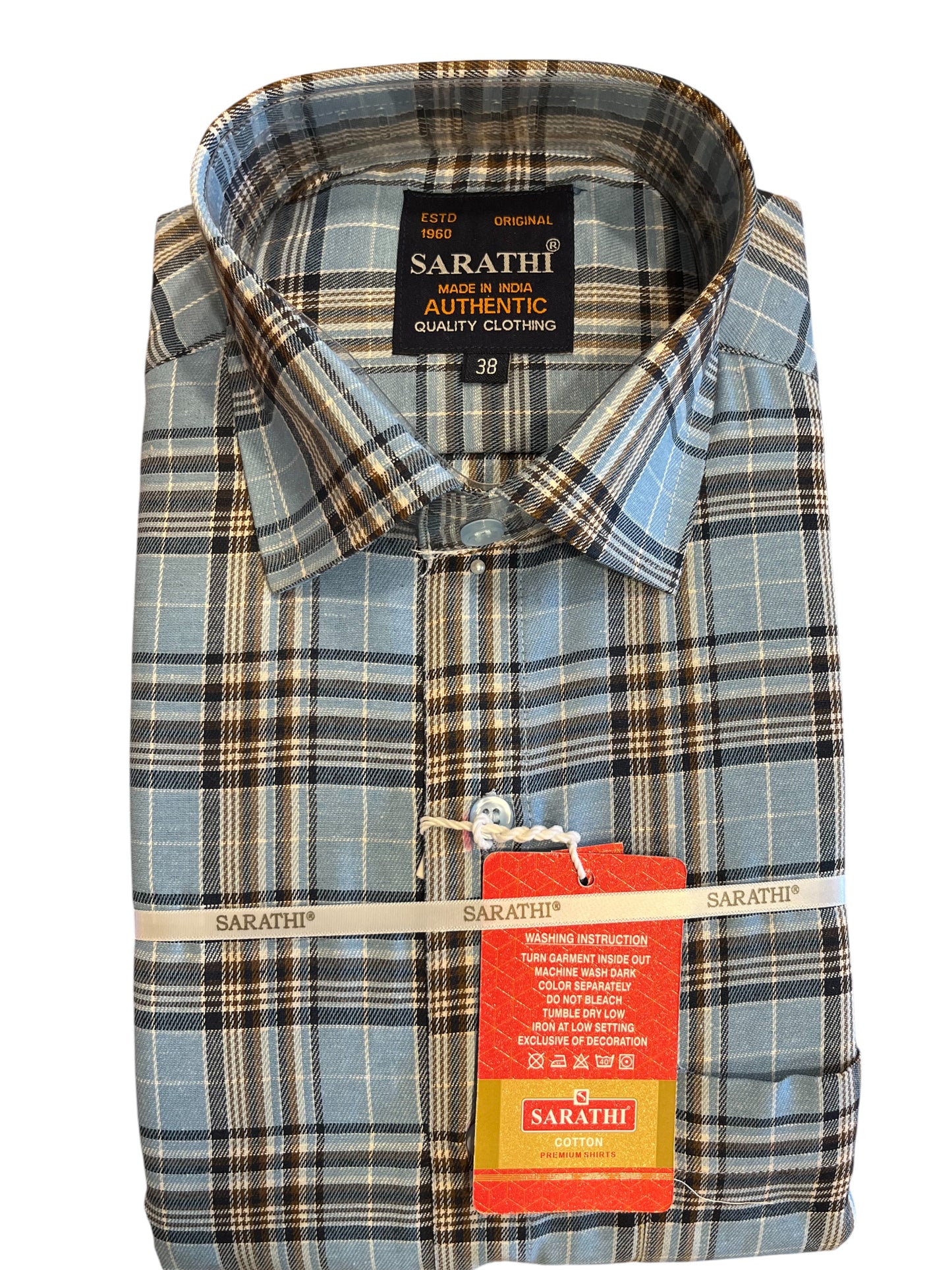 Pure Cotton Blue Check Shirt (38 FS)