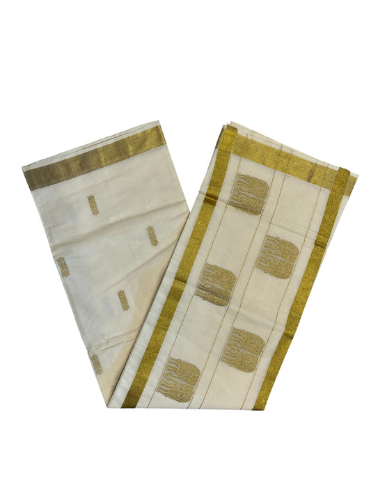 Southloom Pure Cotton Kerala Kasavu Saree with Elephant Woven Work