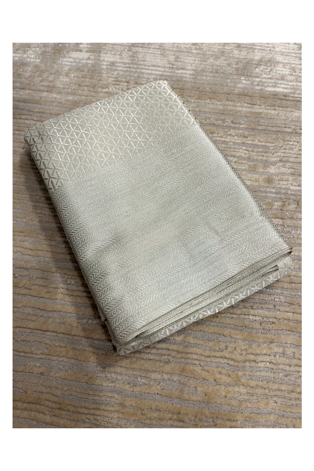 Southloom Banarasi Silver Zari Brocade Work Silk Saree in Silver Pastel Shade