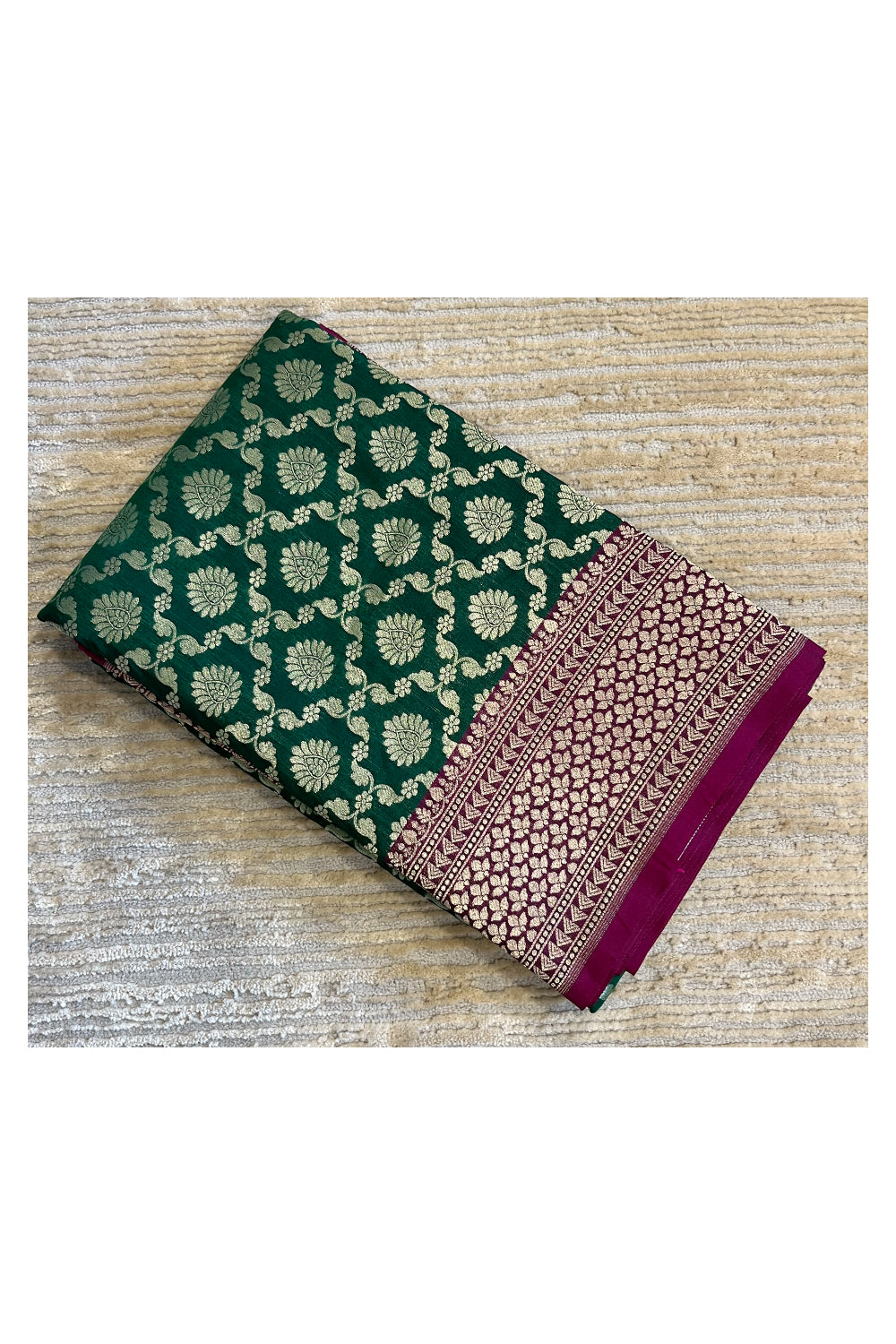 Southloom Banarasi Georgette Woven Work Saree in Green and Magenta