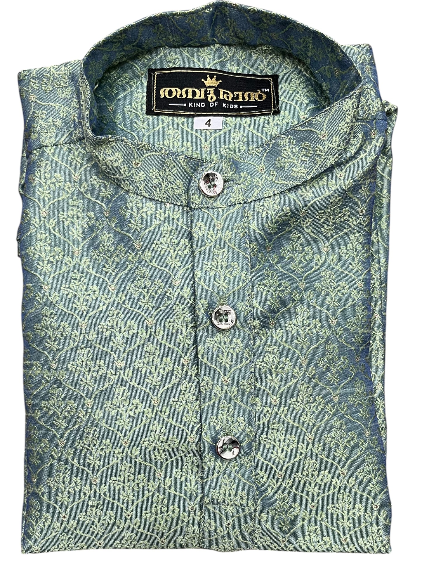 Southloom Semi Silk Short Kurta for Kids in Olive Green Colour