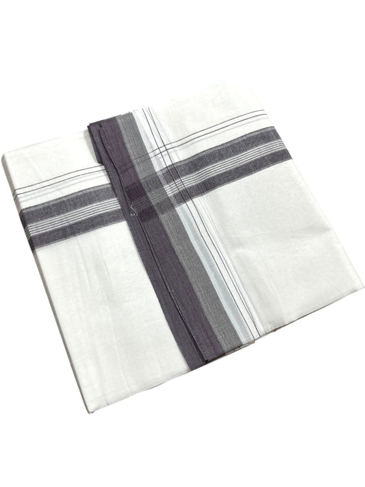 Southloom Pure Cotton Mundu with Purple Border (South Indian Kerala Dhoti)