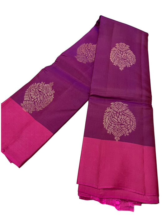 Southloom Pure Handloom Kanchipuram Silk Saree with Butta Work (Purple & Magenta)