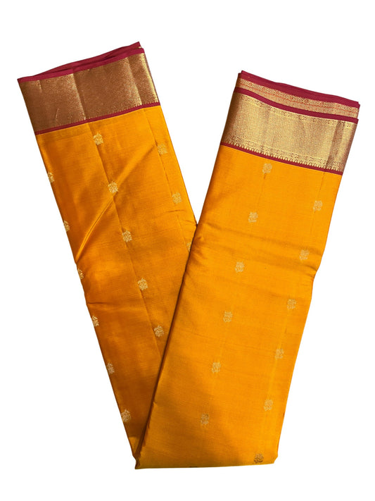 Southloom Pure Handloom Bridal Kanchipuram Silk Saree with Korvai Work (Yellow & Magenta)
