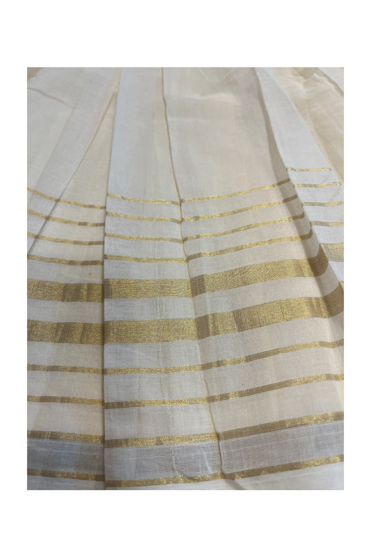 Southloom Premium Kasavu Pavada and Blouse in Balaramapuram Handloom Fabric for Girls