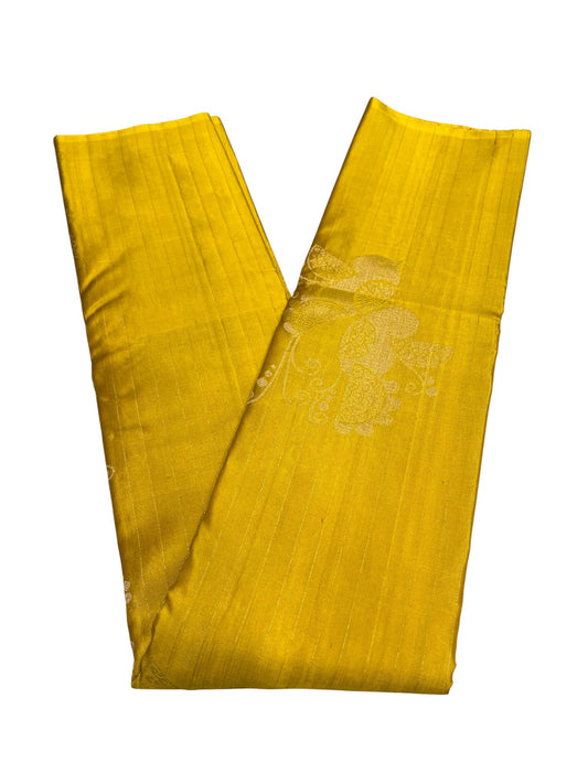 Southloom Pure Handloom Bridal Kanchipuram Silk Saree with Korvai Work (Yellow& Green)