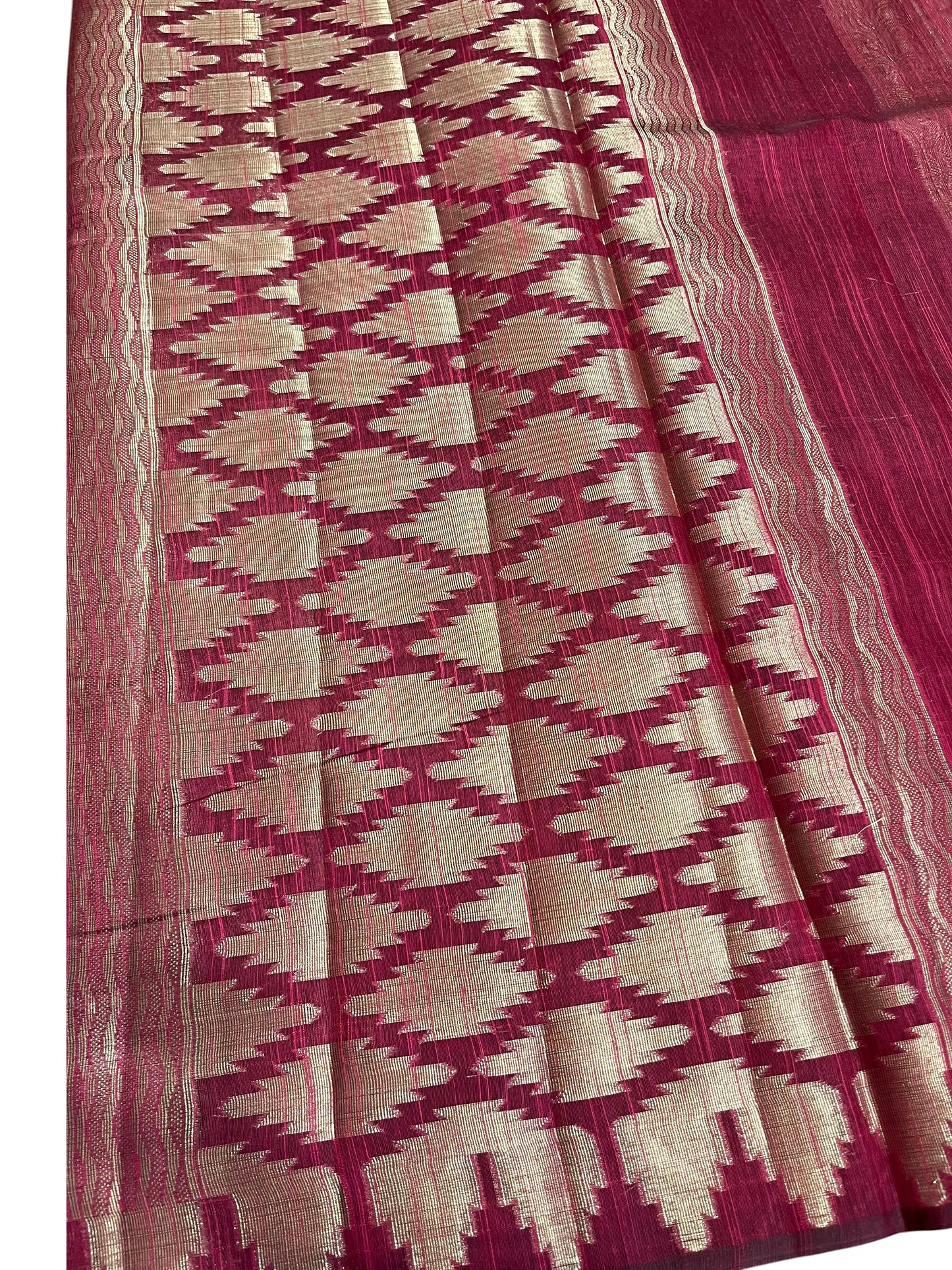 Southloom Banarasi Silk Saree with Woven Work on Body and Borders (Magenta)