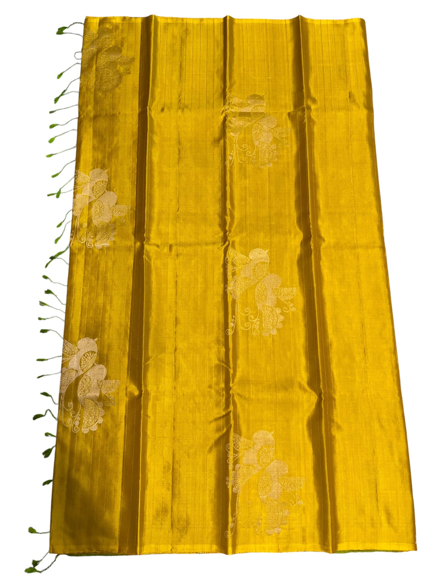 Southloom Pure Handloom Bridal Kanchipuram Silk Saree with Korvai Work (Yellow& Green)
