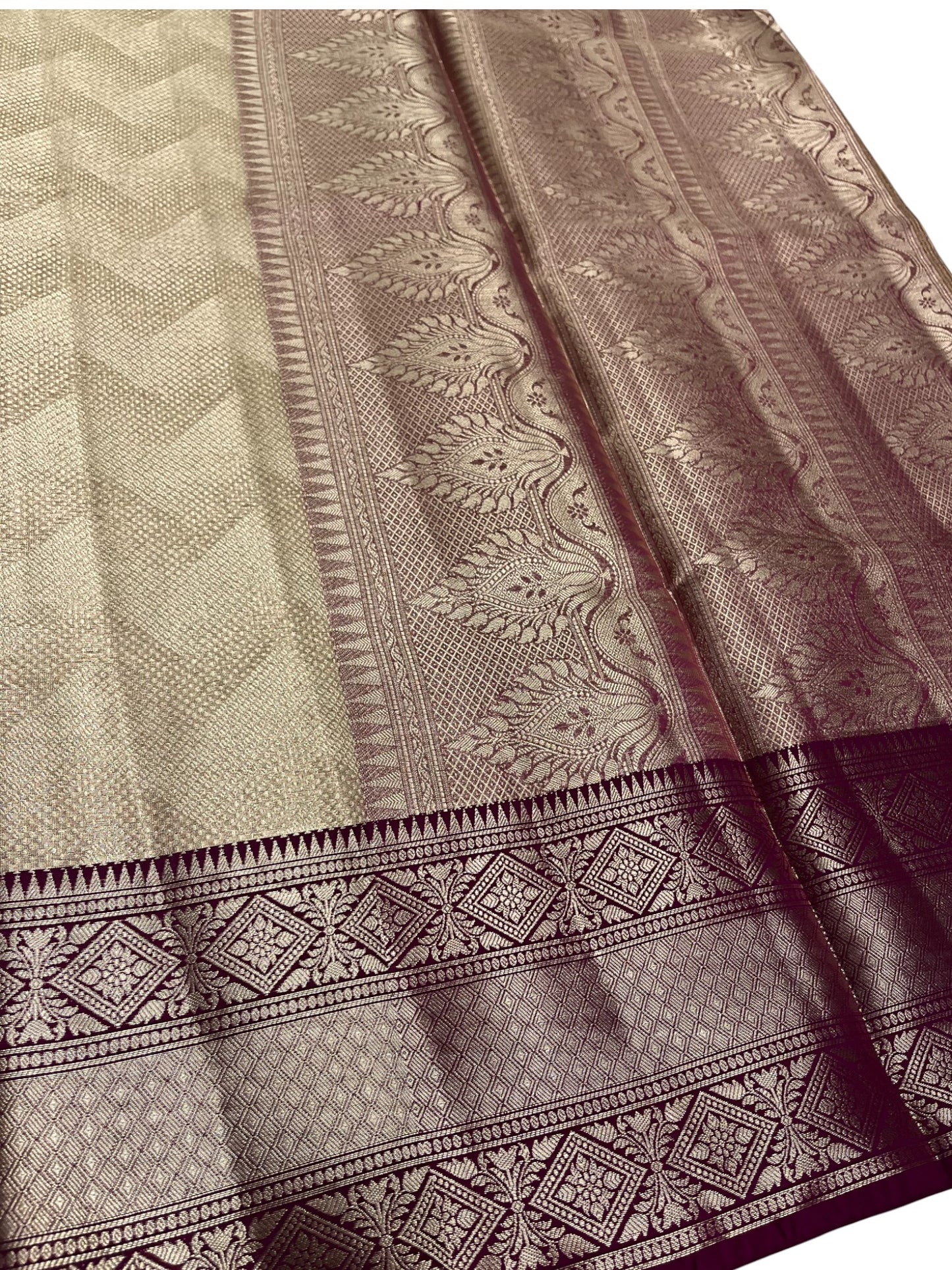 Southloom Semi Banarasi Katan Tissue Saree with Woven Work on Body and Borders
