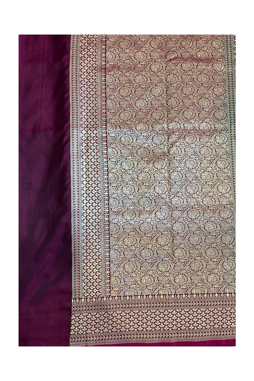 Southloom Banarasi Georgette Woven Work Saree in Green and Magenta