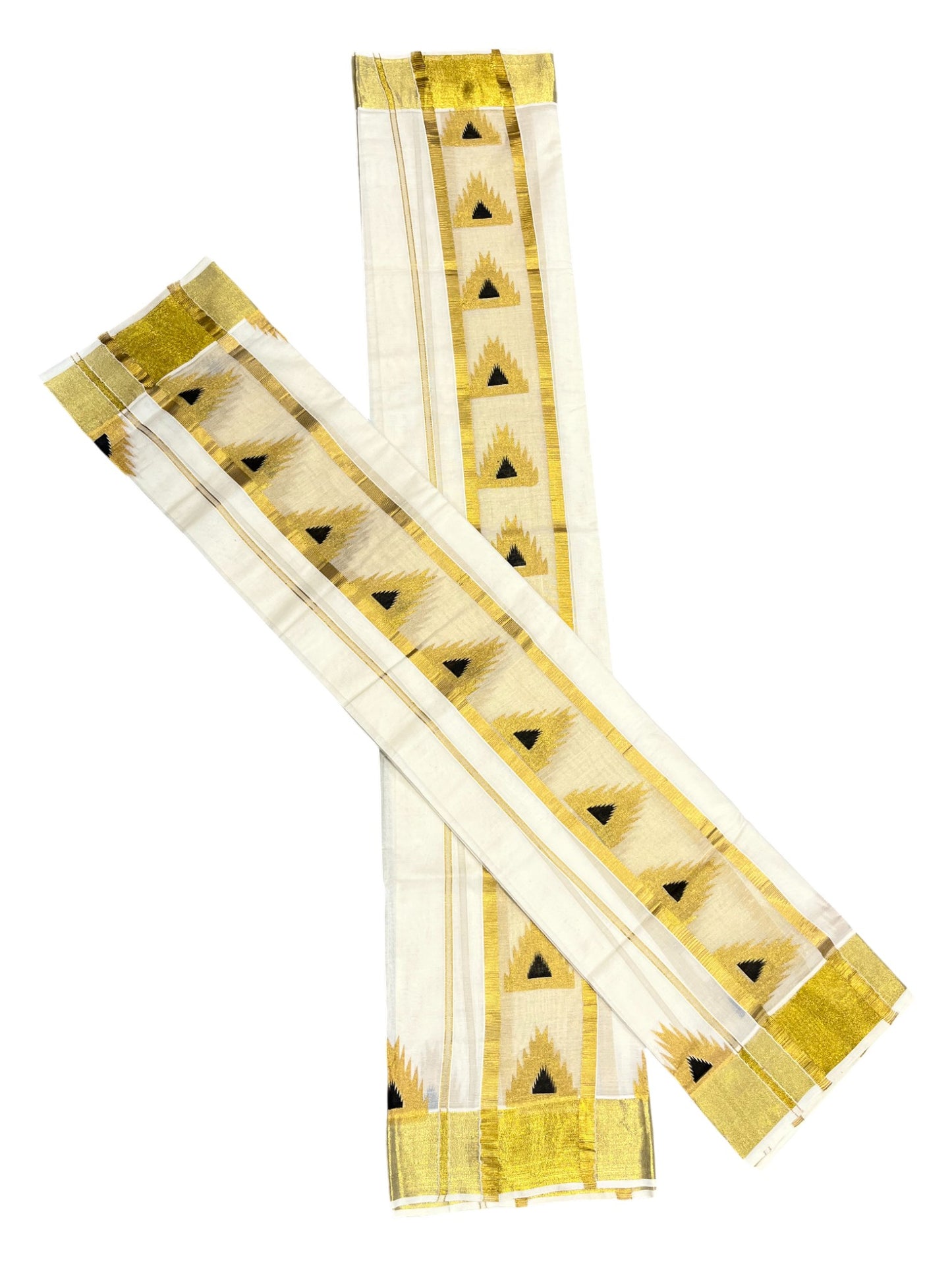 Southloom Kerala Cotton Single Set Mundu (Mundum Neriyathum) with Tample Design 2.80Mtrs