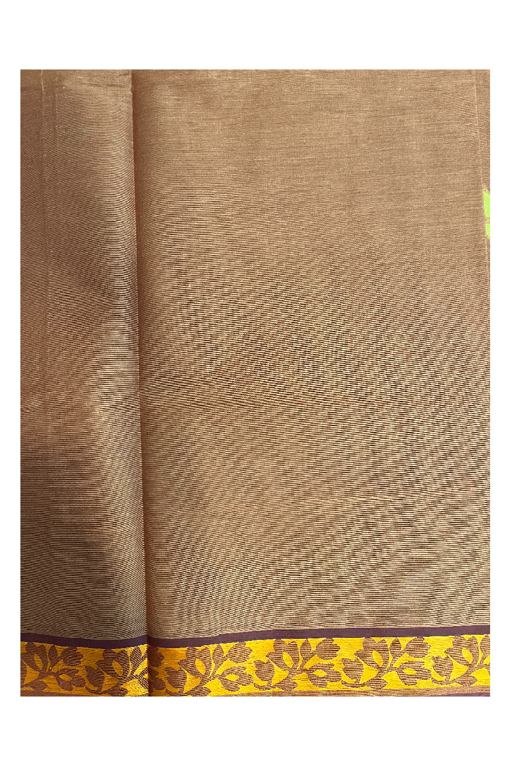 Southloom Kerala Cotton Saree with Floral Woven Works Across Body in Brown