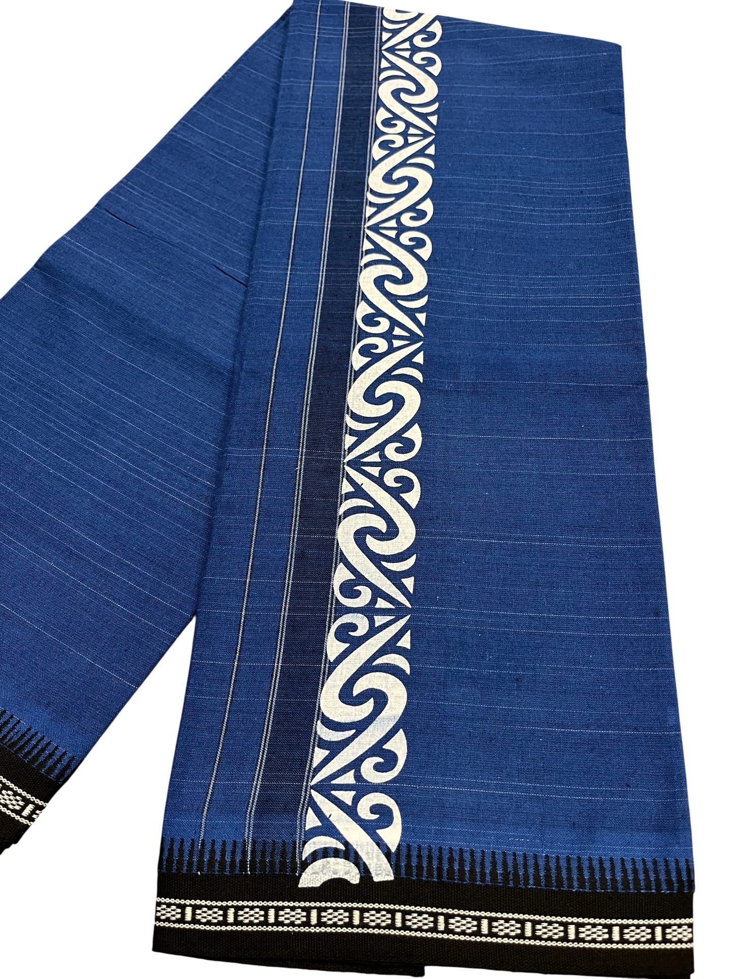 Southloom Blue Printed Single Mundu / Otta Mundu / Lungi (South Indian Kerala Dhoti)