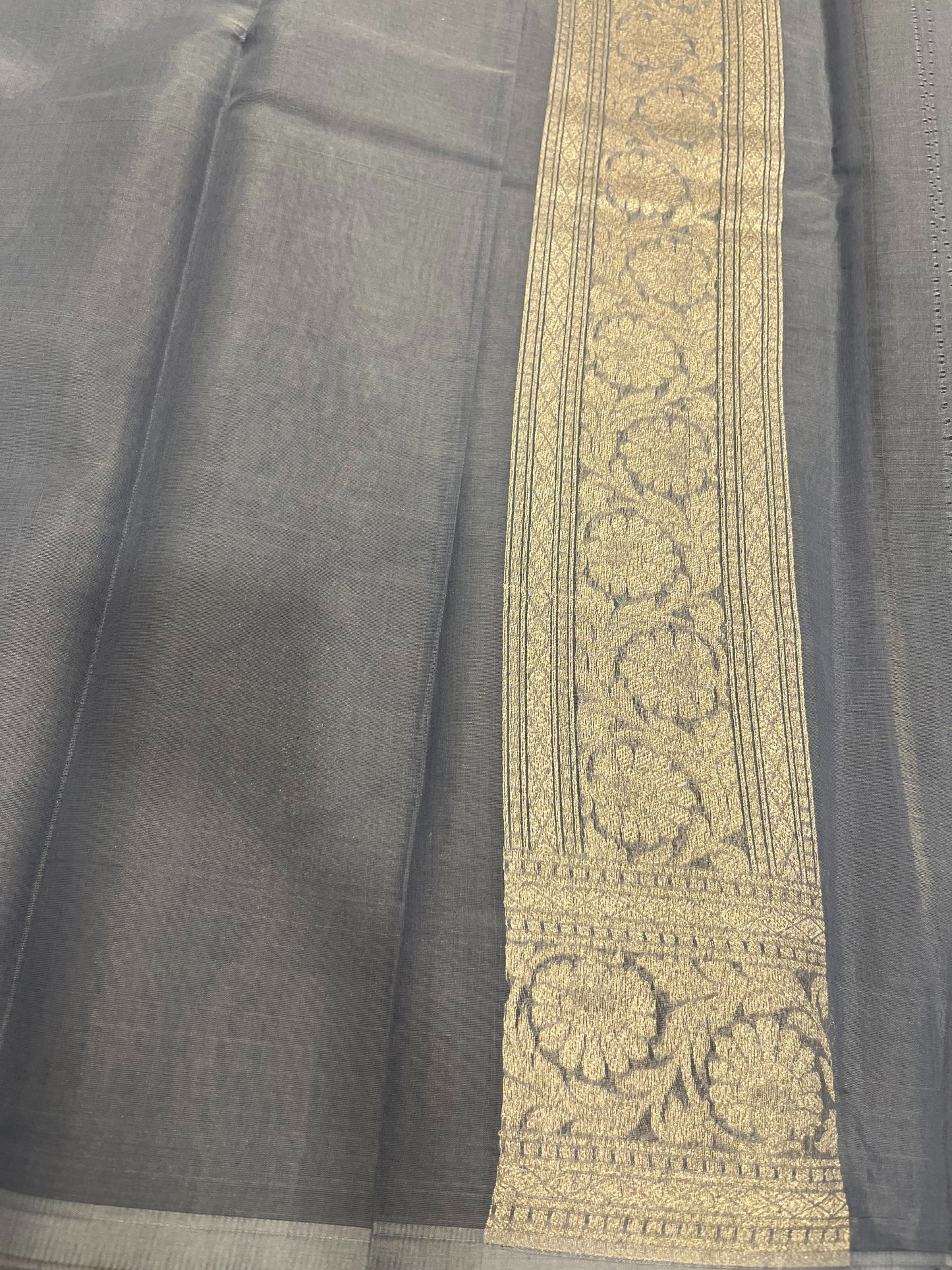 Southloom Cotton Banarasi Silk Saree with Woven Work on Body and Borders(Blue)
