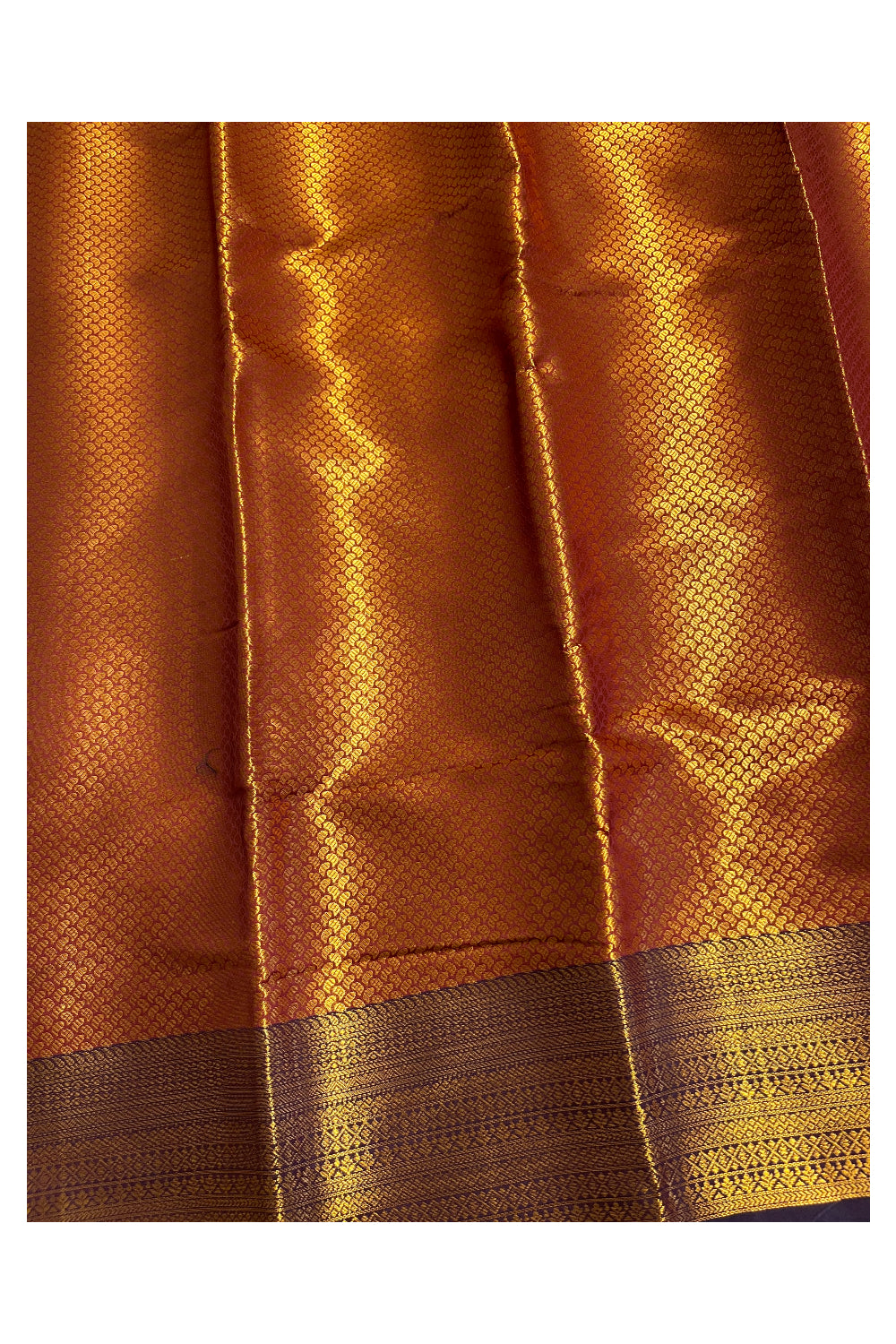 Southloom Banarasi Silk Brocade Bridal Saree WIth Woven Borders And Blouse Piece in Gold And Red