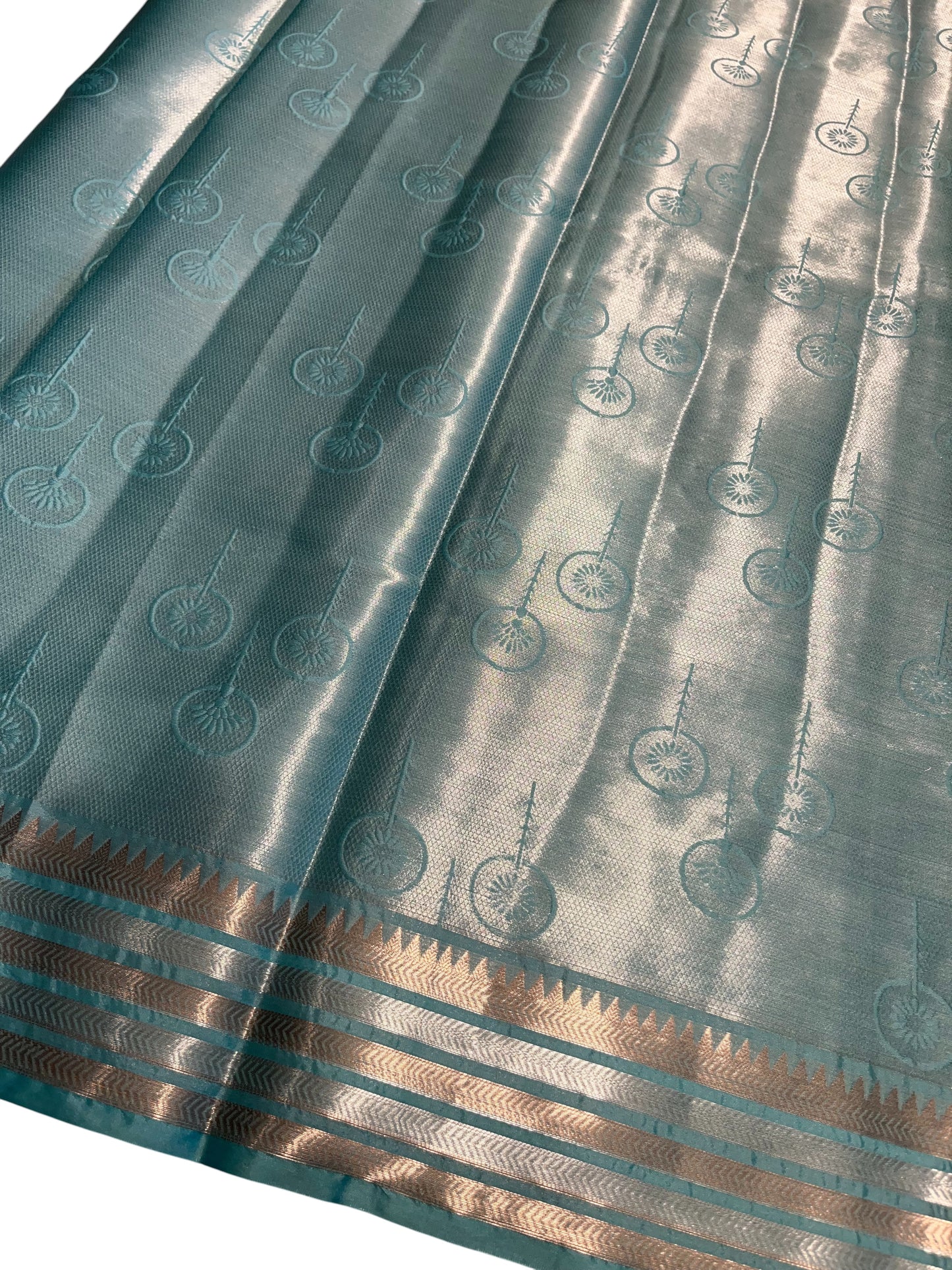 Southloom Tissue Silk Saree with Woven Work on Body and Borders (Blue)