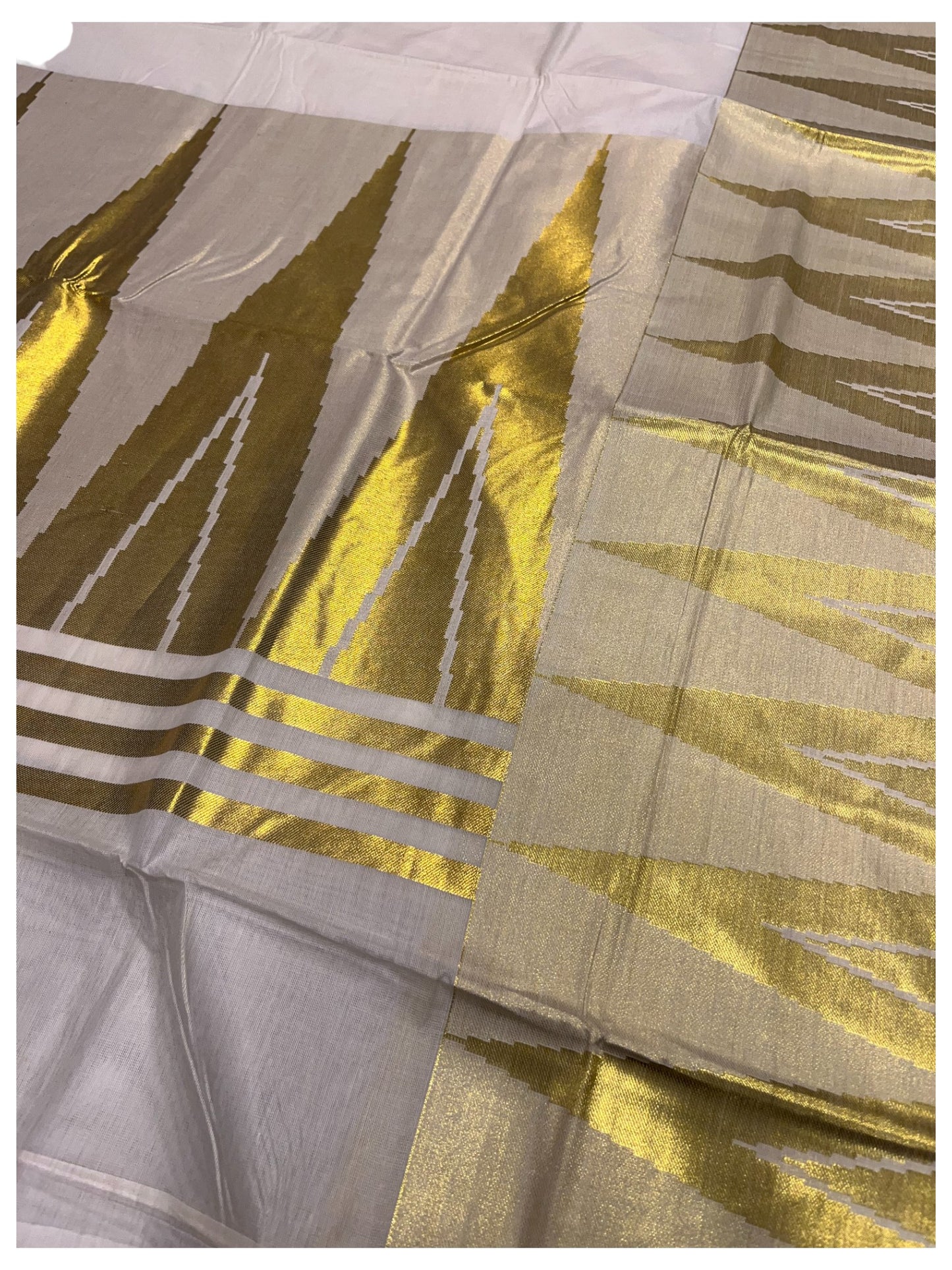 Southloom Pure Cotton Kerala Kasavu Saree with Temple Border