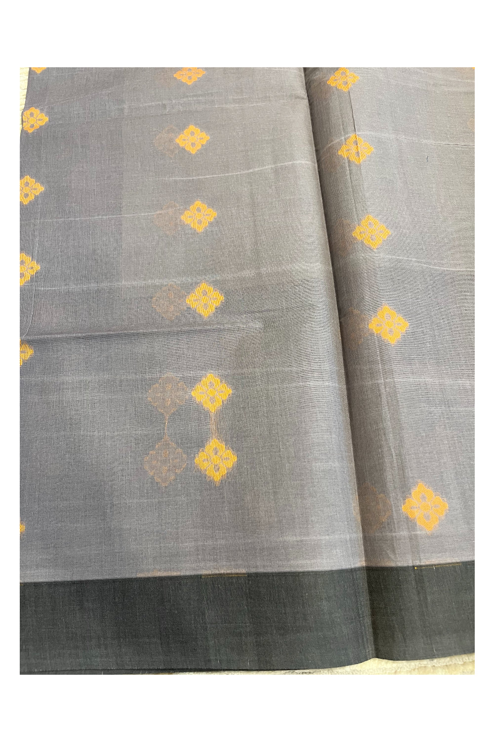 Southloom Kerala Cotton Saree with Floral Woven Works Across Body in Blue