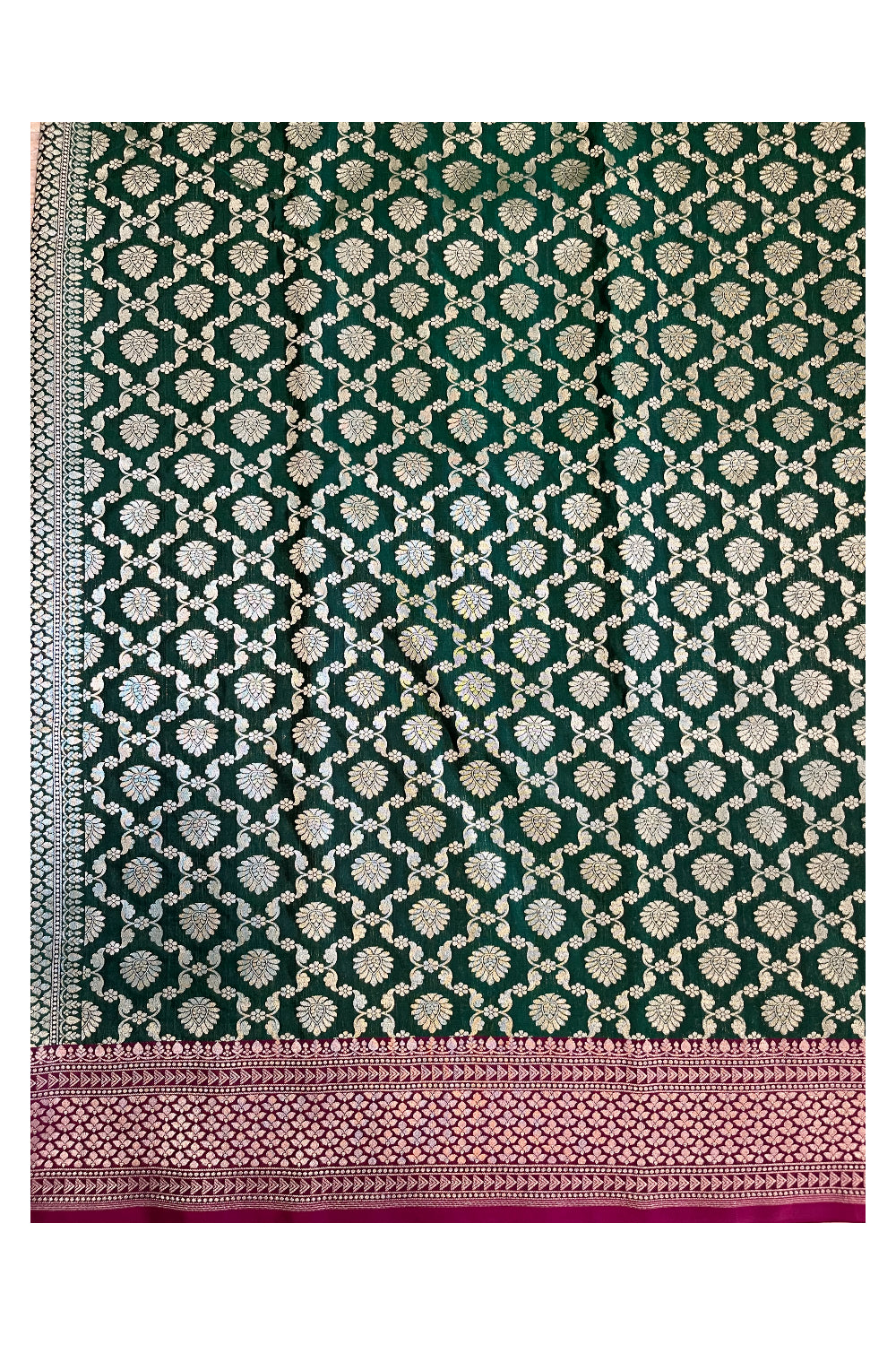 Southloom Banarasi Georgette Woven Work Saree in Green and Magenta