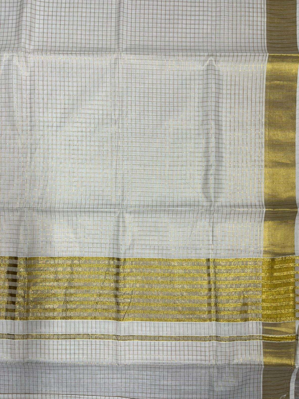 Southloom Pure Cotton Kerala Check Kasavu Saree