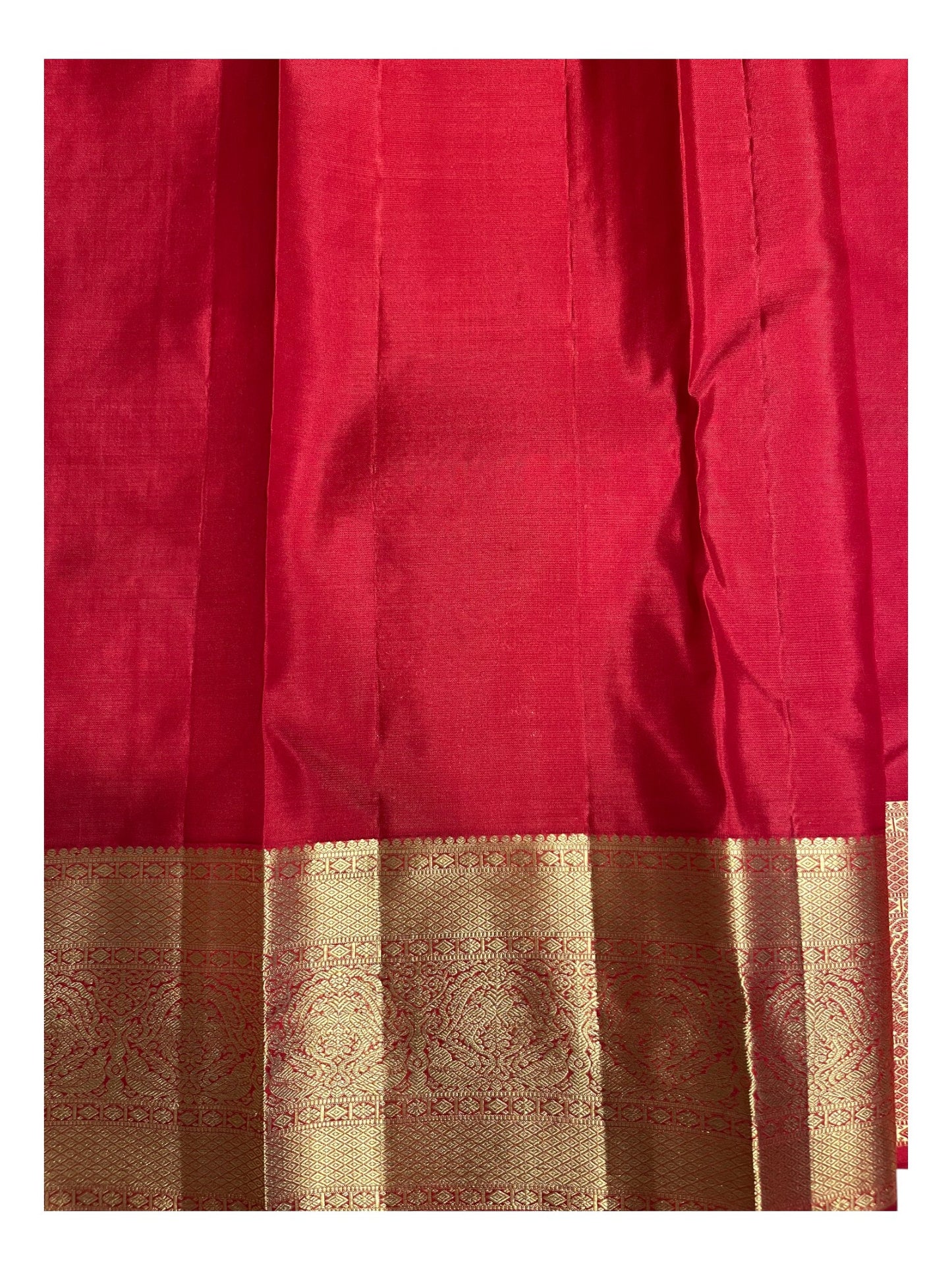 Southloom Pure Handloom Bridal Kanchipuram Silk Saree with Korvai Work (Red)