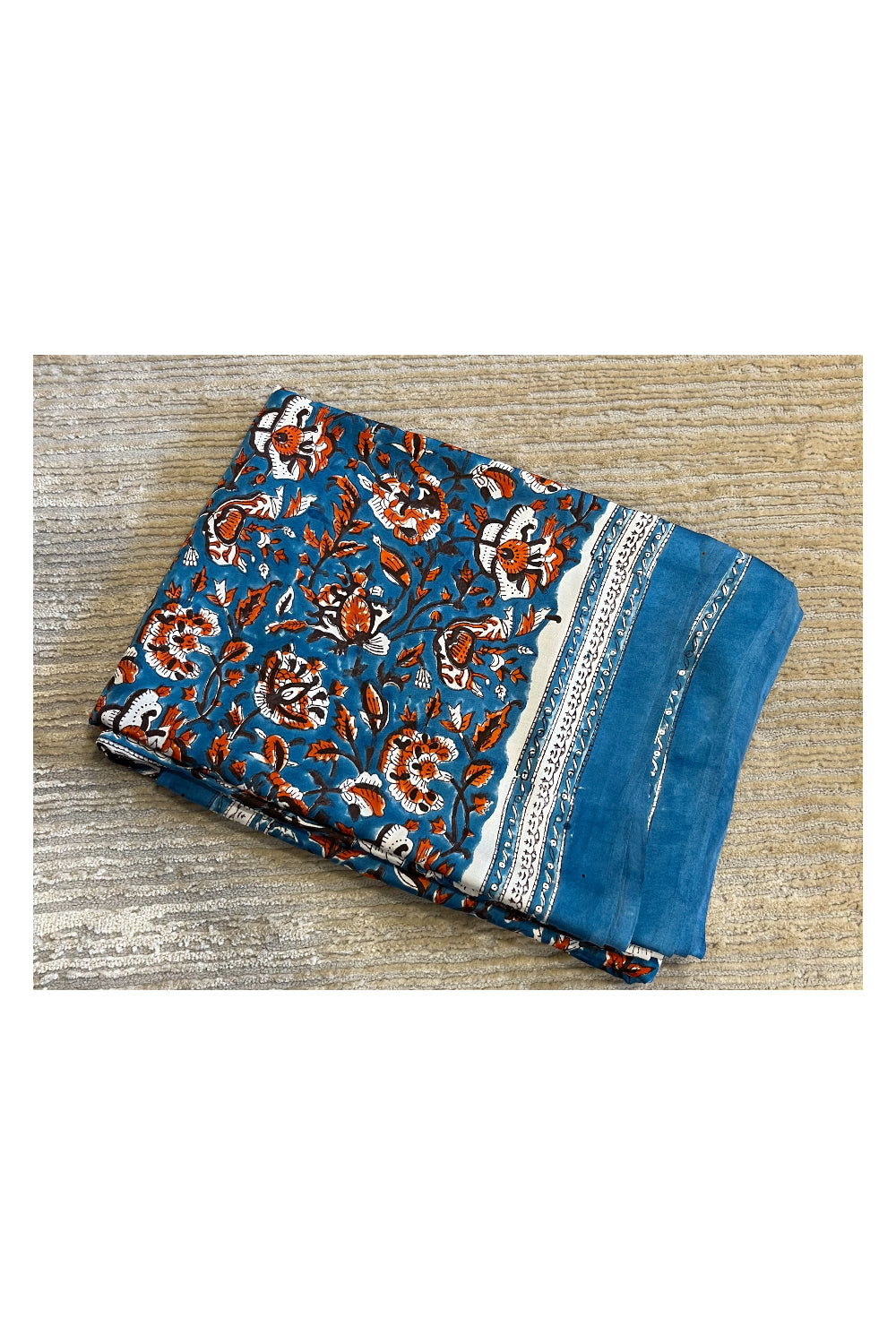Southloom Pure Modal Silk Saree With Original Hand Block Print On Body Pallu And Blouse
