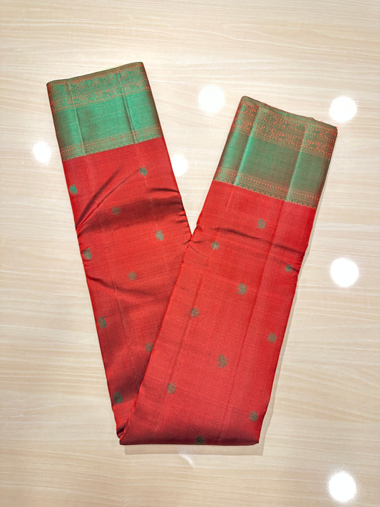 Southloom Pure Handloom Bridal Kanchipuram Silk Saree with Resham Work (Maroon & Green) SL623
