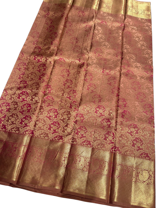 Southloom Pure Handloom Bridal Kanchipuram Brocade Silk Saree (Brown) SL623