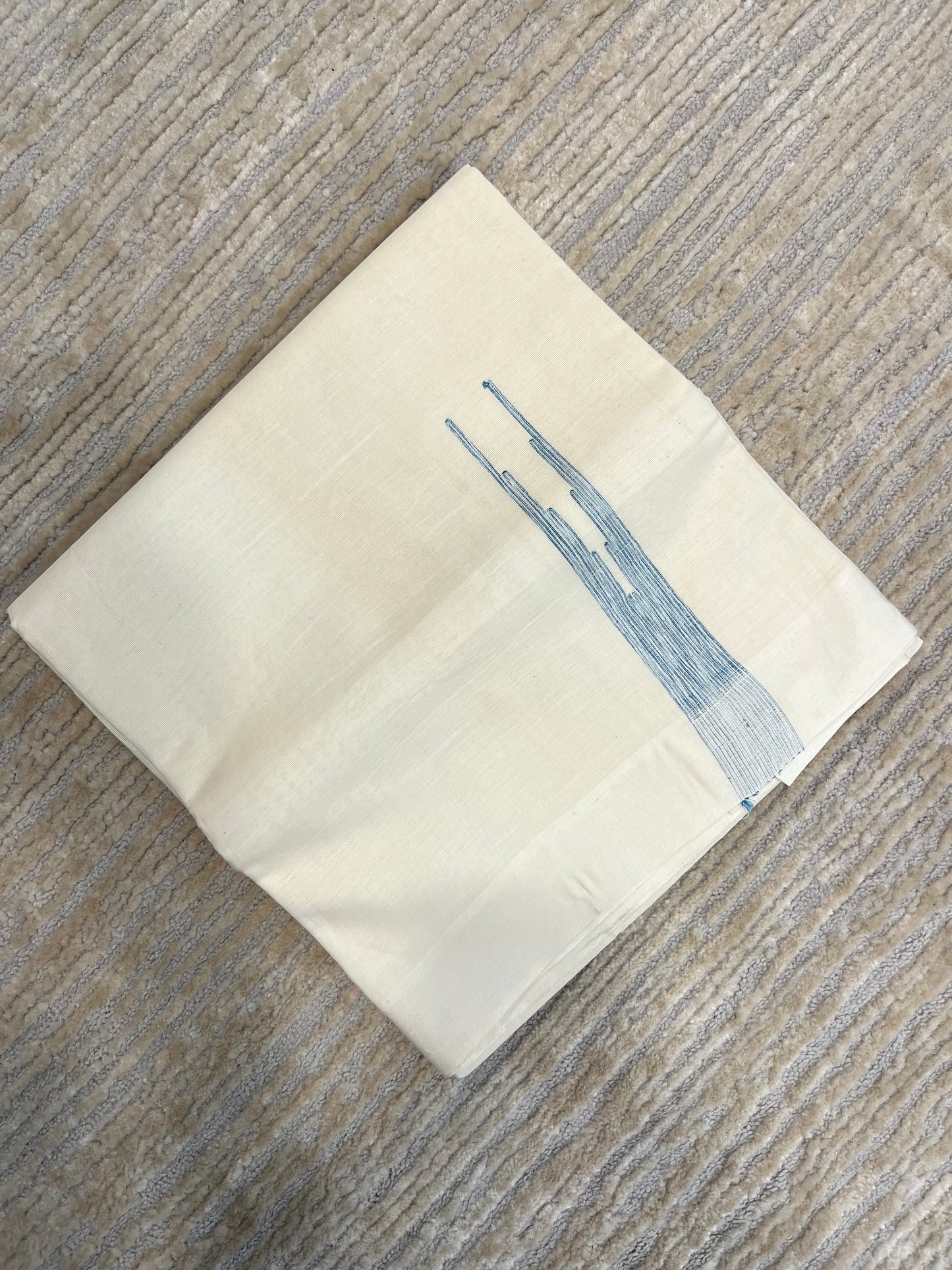 Southloom Pure Cotton Mundu with Blue Chutti kara (South Indian Kerala Dhoti)