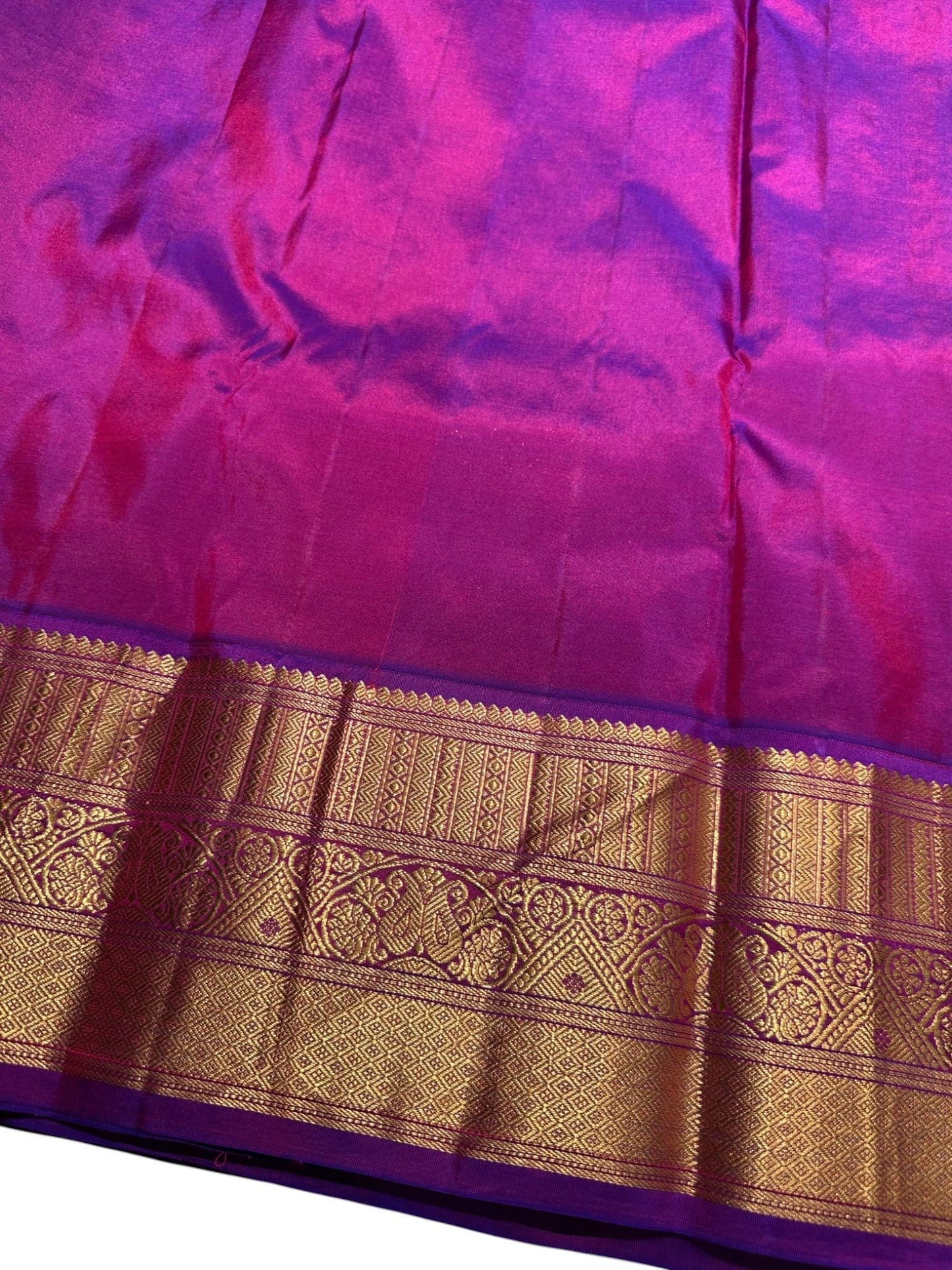 Southloom Pure Handloom Bridal Kanchipuram Brocade Silk Saree (Green & Violet) SL623