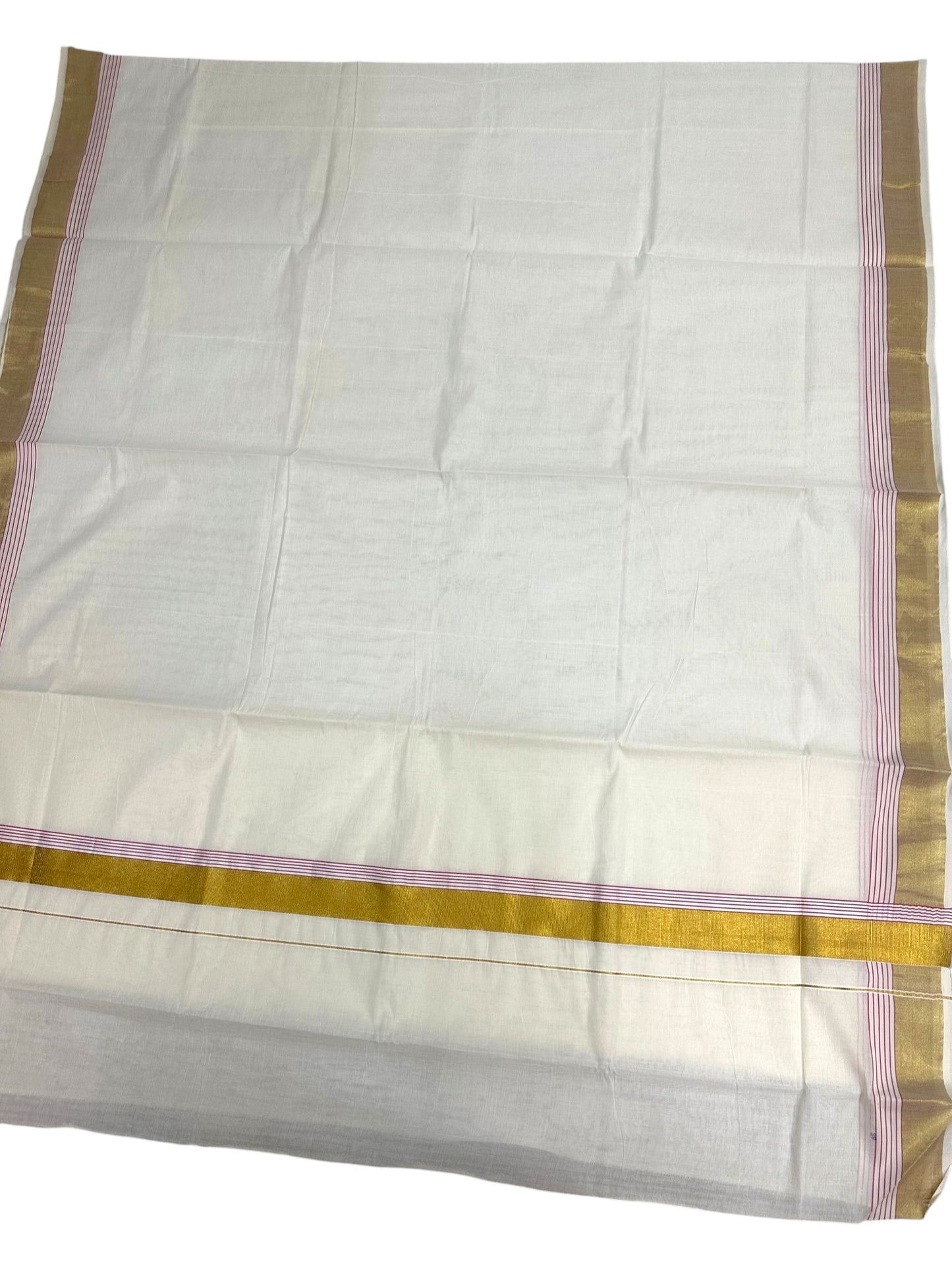 Kerala Cotton Plain Body With Golden Kasavu Border Saree SL473