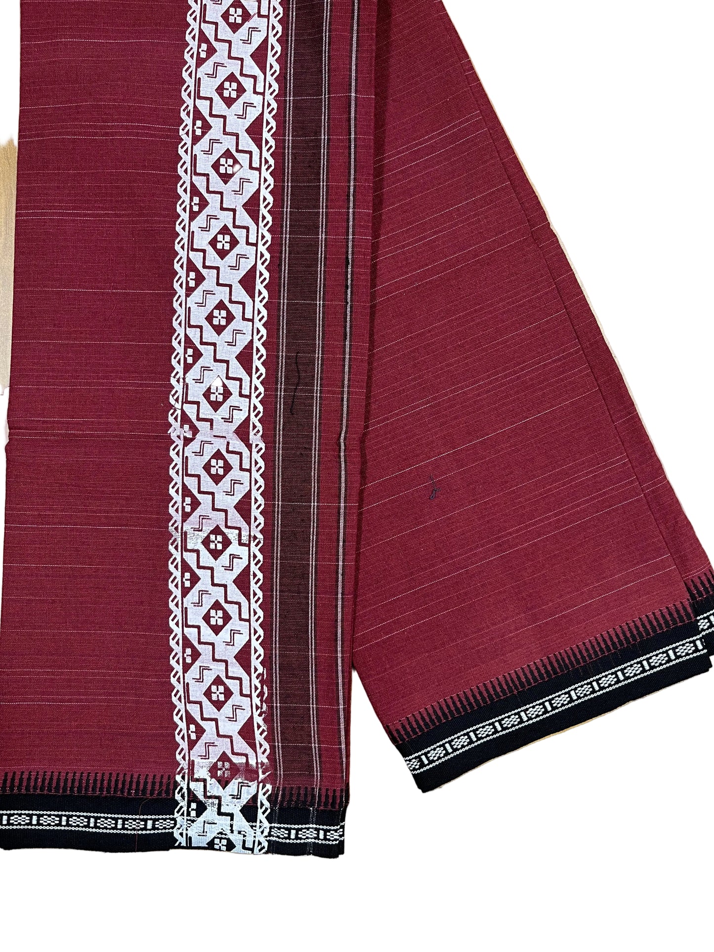 Southloom Maroon Printed Single Mundu / Otta Mundu / Lungi (South Indian Kerala Dhoti)