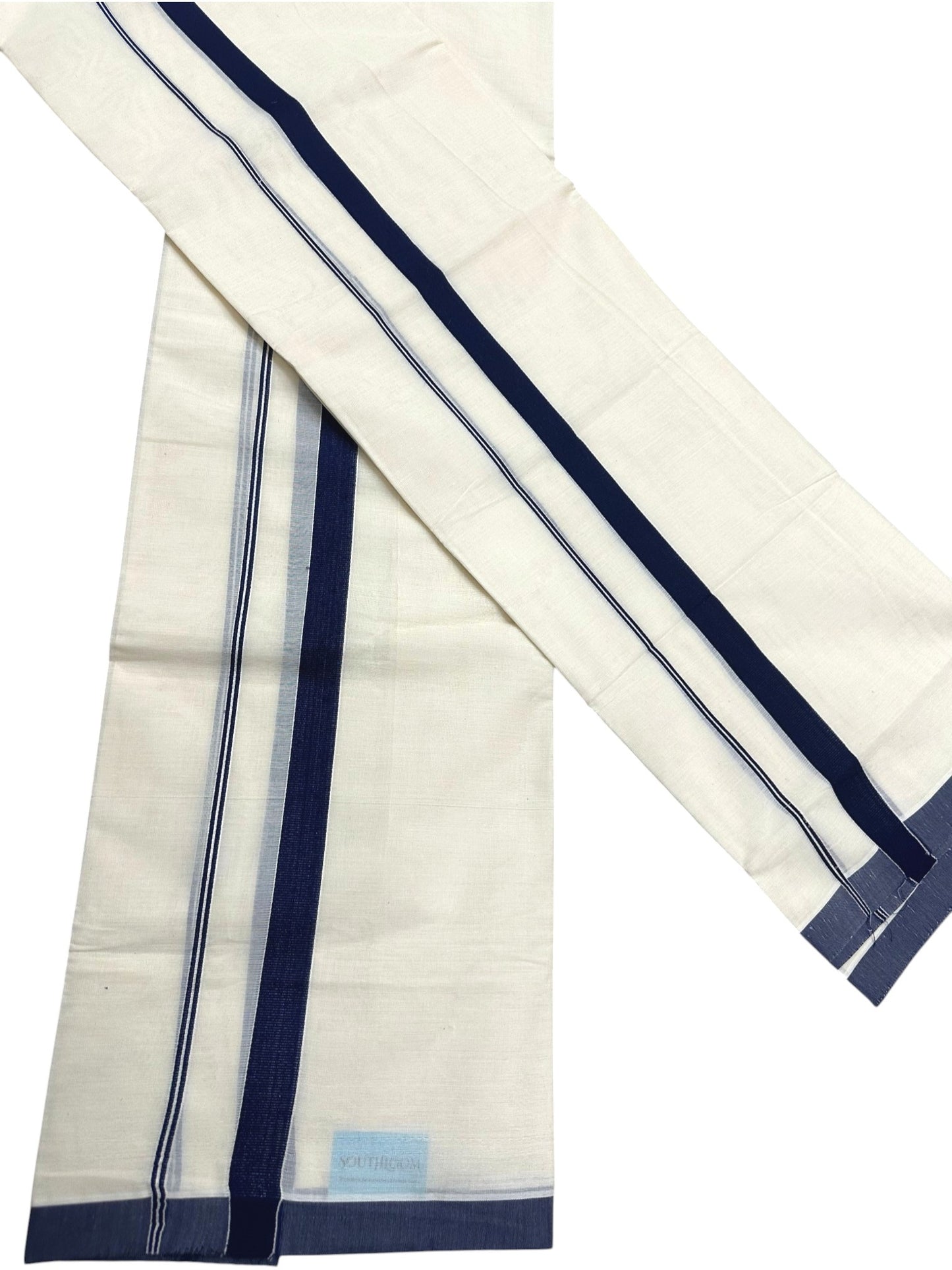 Kerala Cotton Navy Blue Kara Set Mundu 2.80 mtrs SL425
