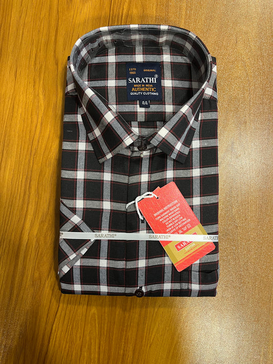 Pure Cotton Black Check Shirt SLSHIRT 44 HS