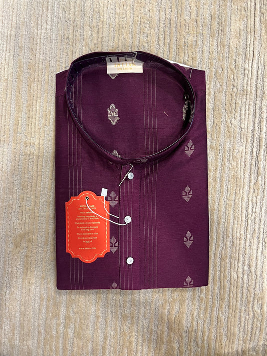 Southloom Semi Silk Short Kurta for Men in Purple Colour