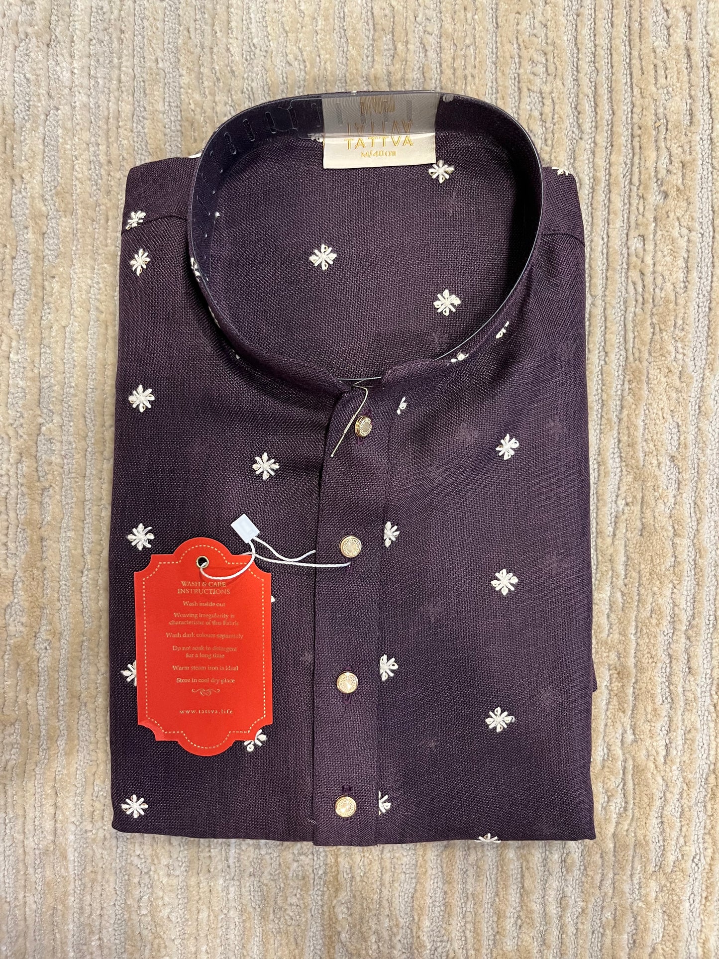 Southloom Semi Silk Short Kurta for Men in Violet Colour