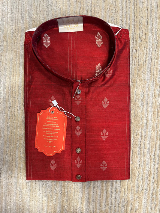 Southloom Semi Silk Short Kurta for Men in Red Colour
