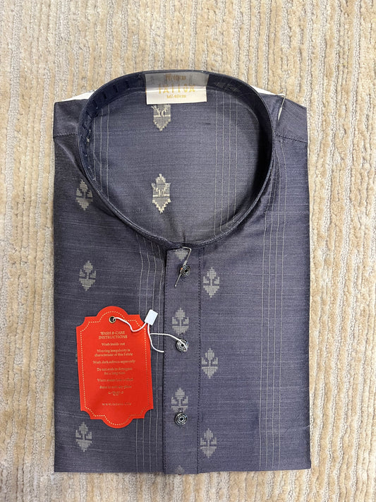 Southloom Semi Silk Short Kurta for Men in Grey Colour