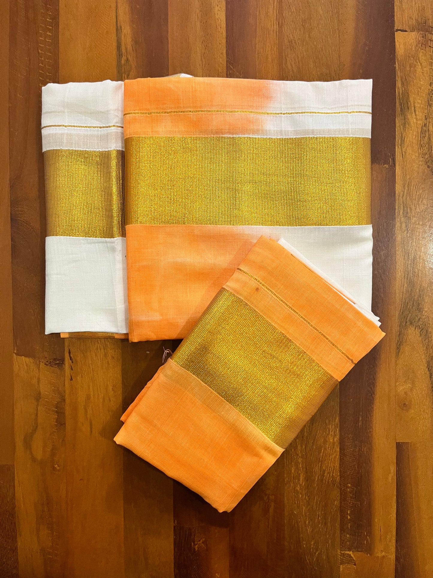 Southloom Tie & Dye - Half & Half Design Set Mundu with Super Soft Cotton (Mundum Neriyathum) In Stock Ready to Ship