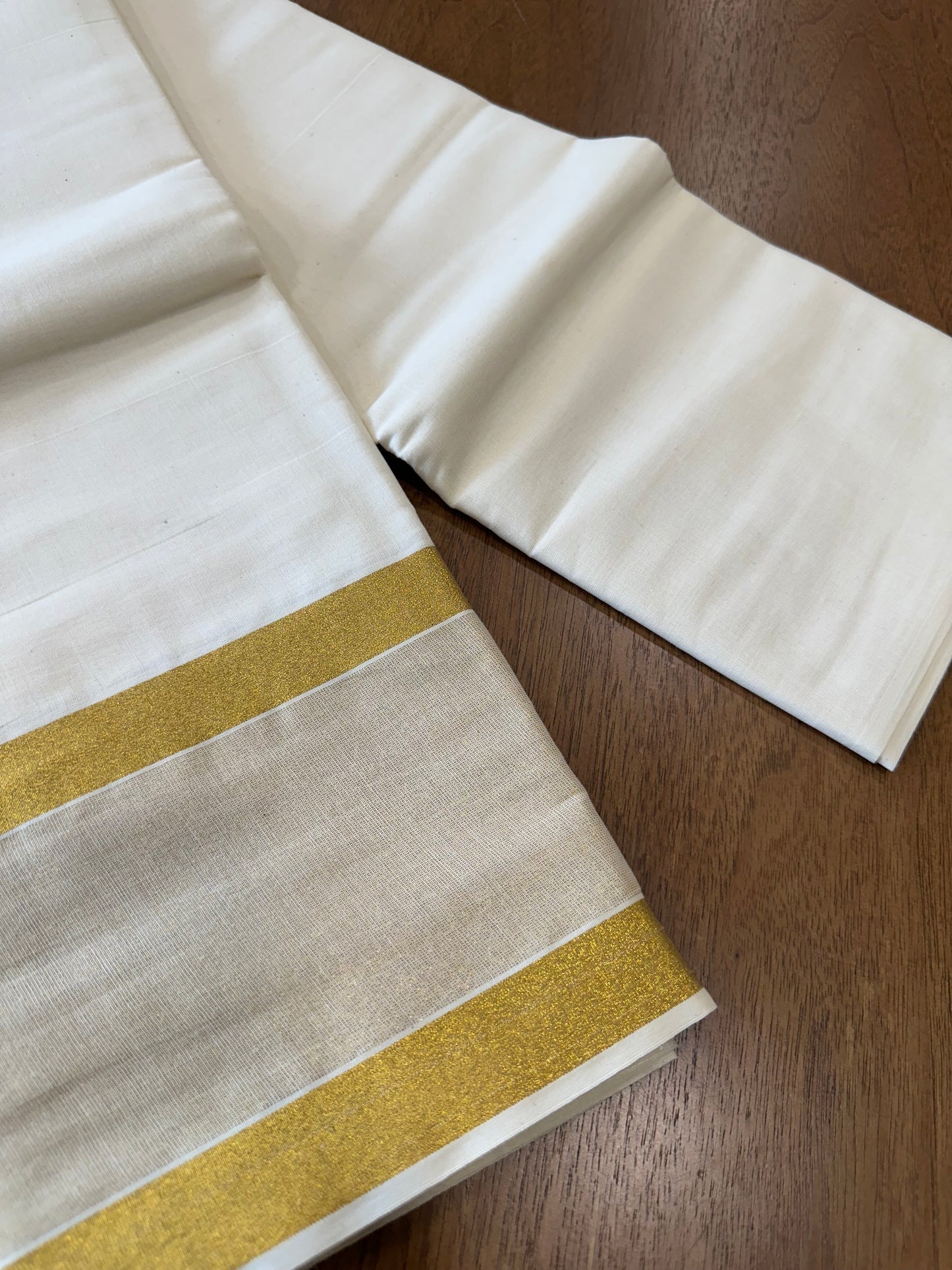 Kerala Cotton Skirt Material with Kasavu Border (4 meters)