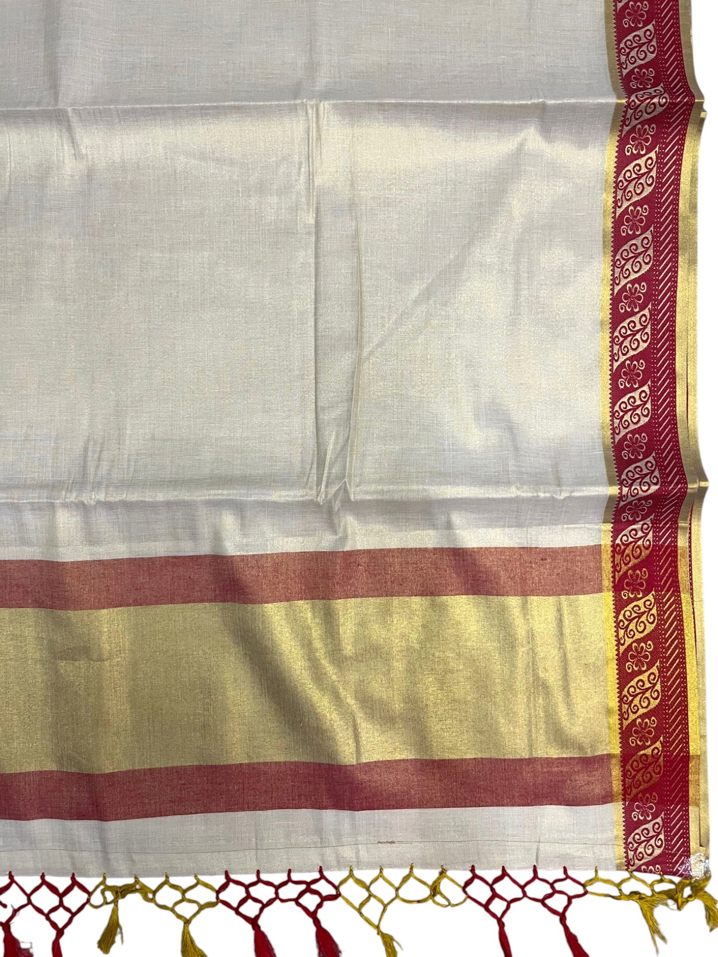 Southloom Kerala Tissue Kasavu Plain Saree with Red Border