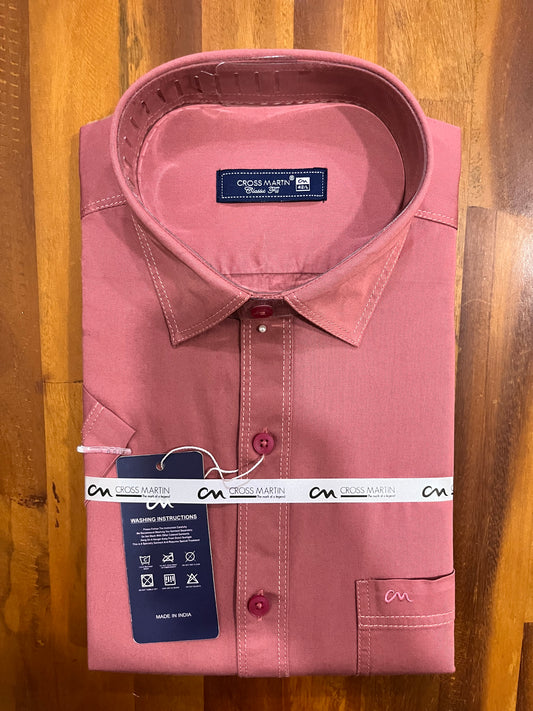 Pure Cotton Onion Pink Solid Shirt (42 HS)