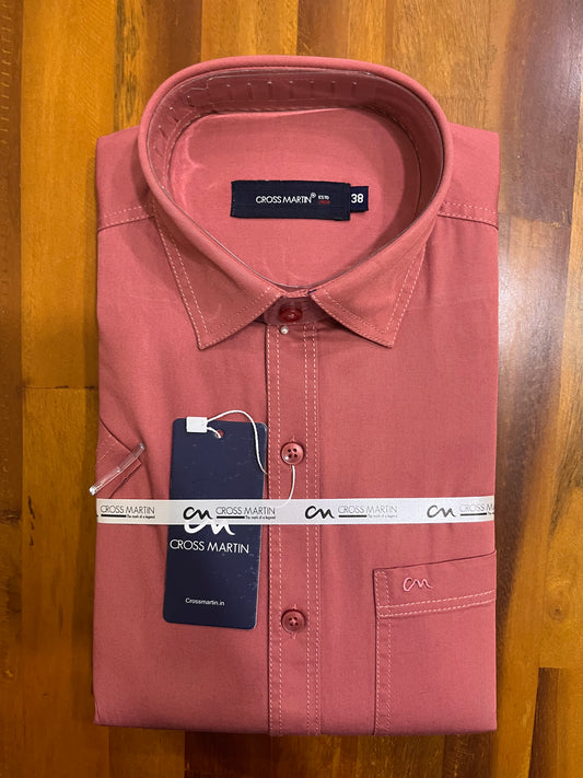 Pure Cotton Brick Red Solid Shirt SLSHIRT 38 HS