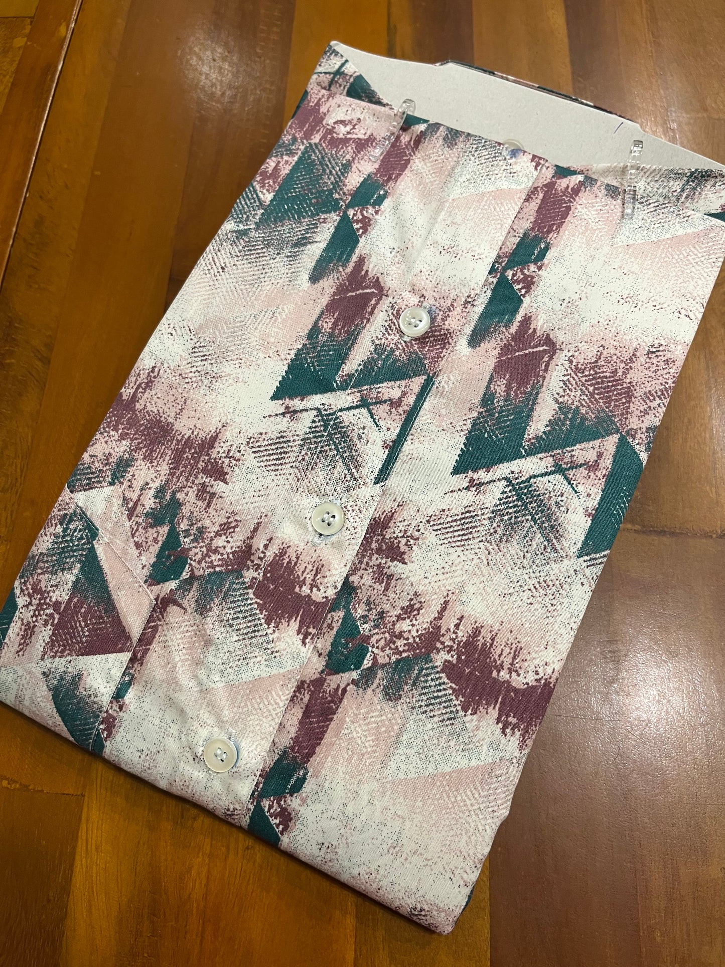 Pure Cotton Green and White Printed Shirt SLSHIRT 38 FS