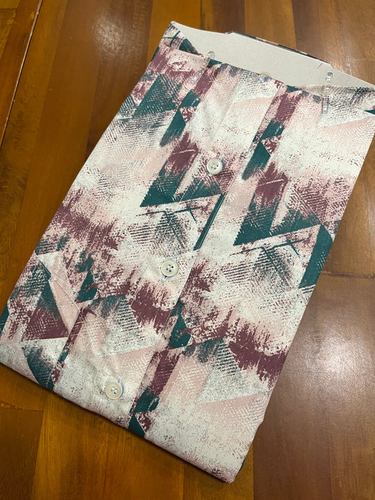 Pure Cotton Green and White Printed Shirt (38 FS)