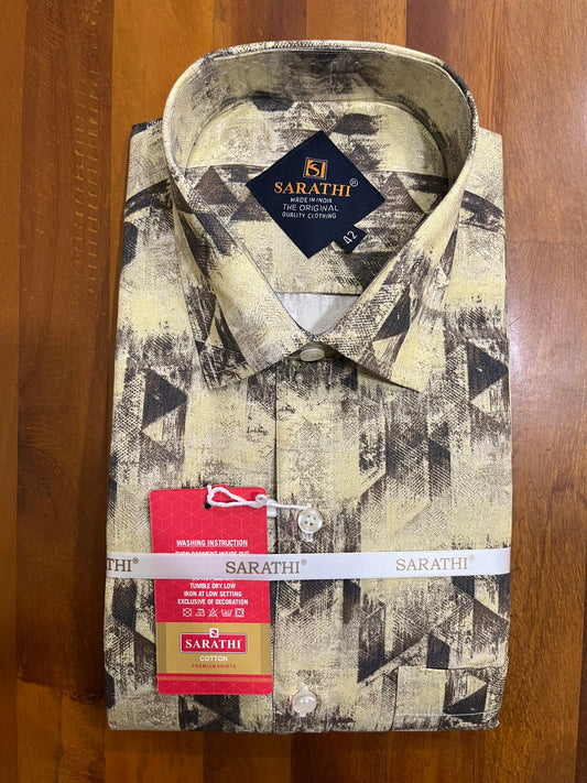 Pure Cotton Yellow Printed Shirt SLSHIRT 42 FS