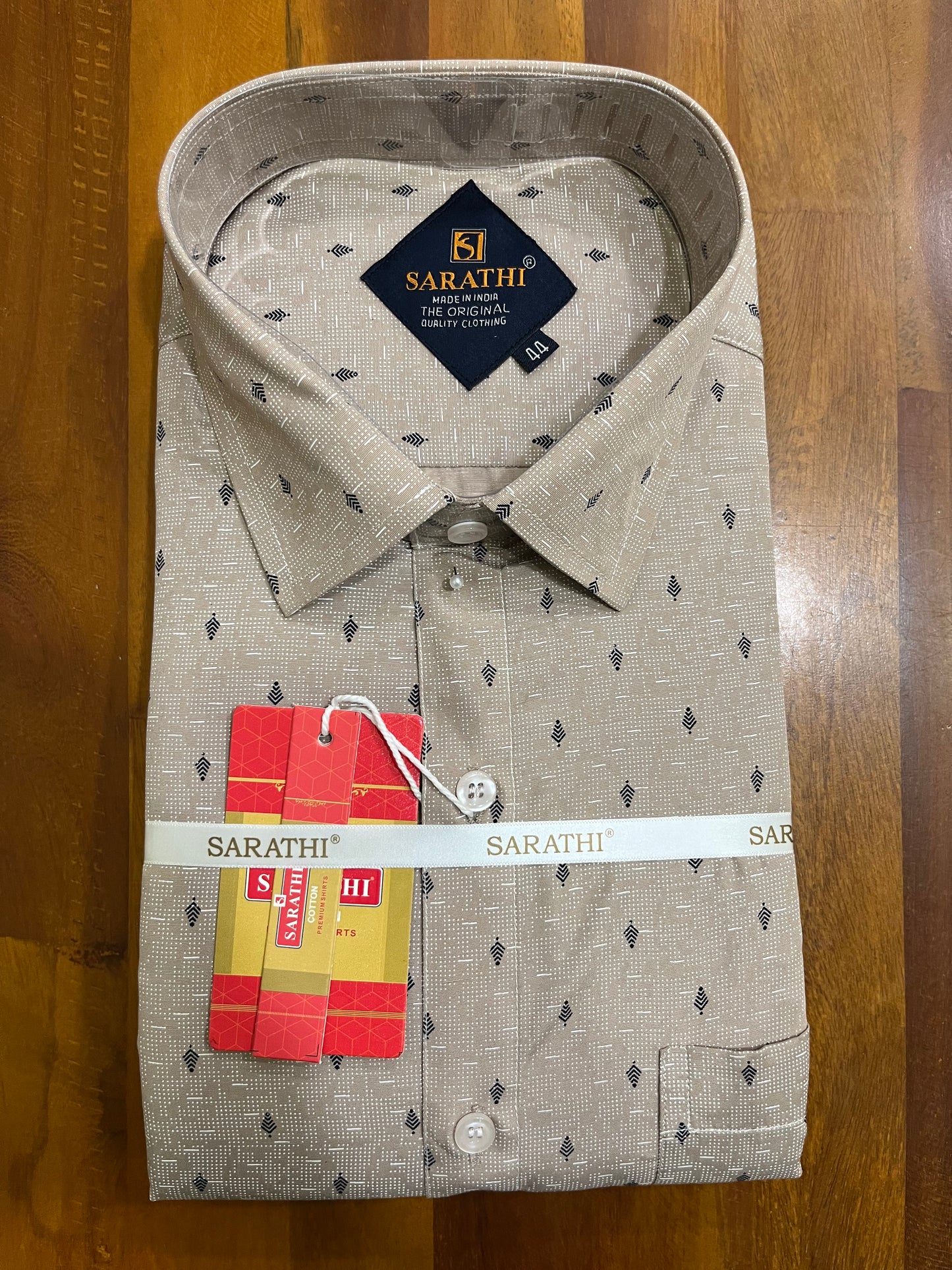 Pure Cotton Light Brown Printed Shirt SLSHIRT 44 FS