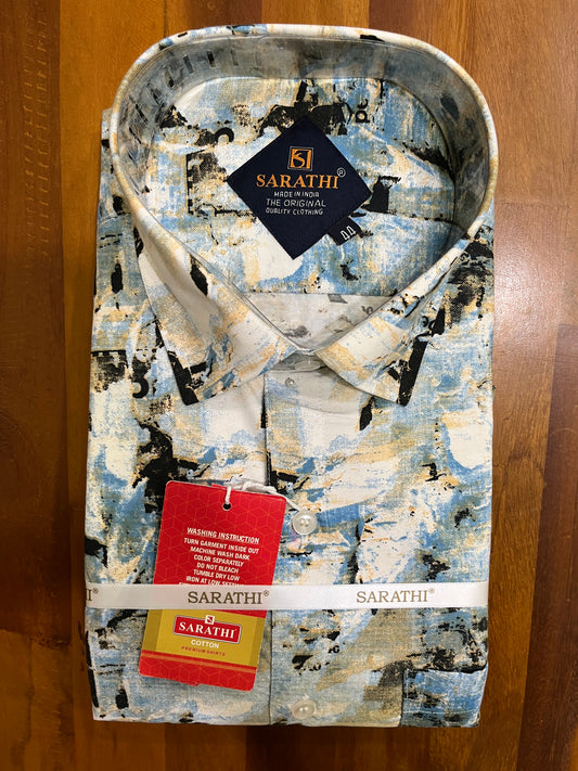 Pure Cotton Multi Colour Blue Printed Shirt SLSHIRT 44 FS