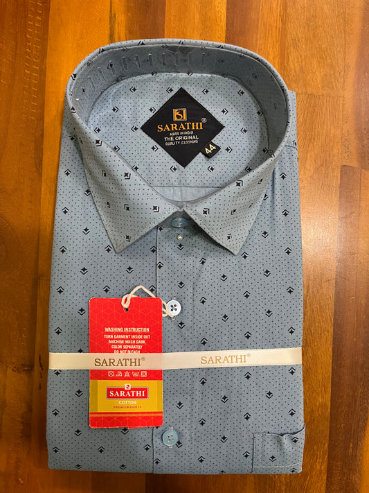 Pure Cotton Pastel Blue Printed Shirt SLSHIRT 44 FS